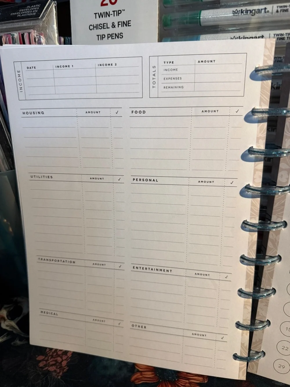 Happy planner budget guts with glitter discs - classic size -see pics